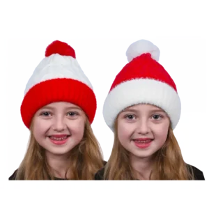 bonnet maille rouge et blanc enfant 2ass de la marque NOEL EN FOLIE. Réf. NEDQ2001.